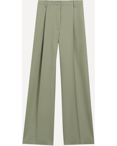 Dries Van Noten Women's Pleated Tuxedo Trousers 8 - Green