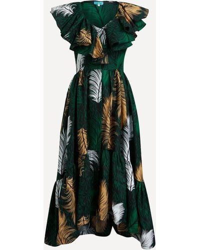 Sika Women's Kimberly Green Gold Leaf Dress 16