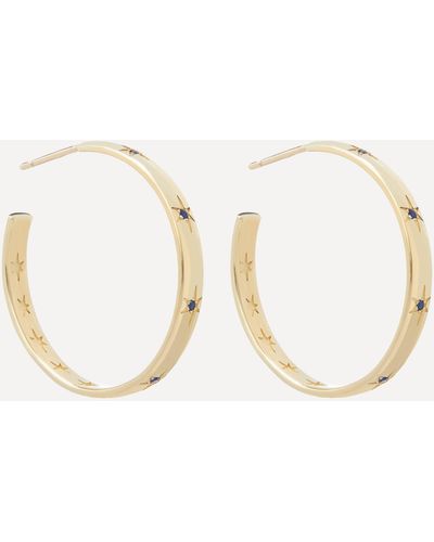 Liberty 9ct Gold Ianthe Star Sapphire Hoop Earrings - Natural