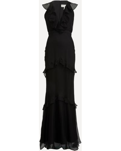 Saloni Women's Rita Silk Georgette Maxi Dress 10 - Black