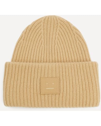 Acne Studios Women's Face Logo Beanie Hat One Size - Natural