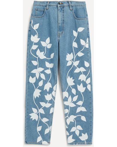 FANFARE Women's High Waisted White Petal Blue Jeans 16