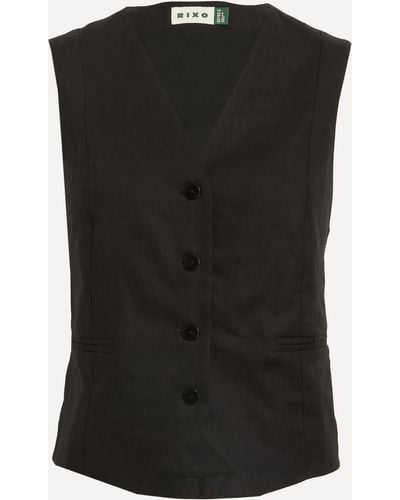 RIXO London Women's Norah Linen Mix Waistcoat - Black