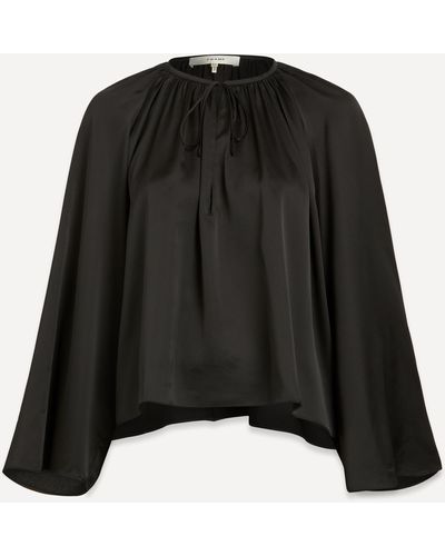 PAIGE Women's V-neck Shirred Blouse - Black