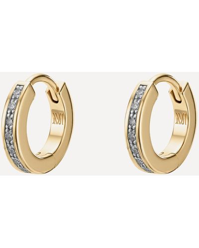 Monica Vinader Gold Plated Vermeil Silver Skinny Diamond Huggie Hoop Earrings - Metallic