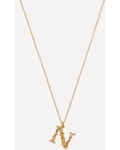 Alex Monroe Gold-plated Floral Letter N Alphabet Necklace One Size - Metallic