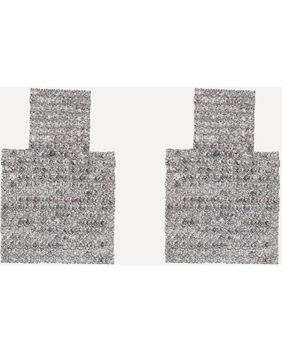 CZ by Kenneth Jay Lane Rhodium-plated Mesh Square Cubic Zirconia Drop Earrings - Metallic