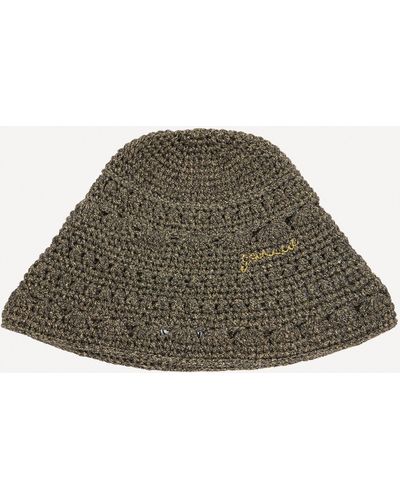 Ganni Women's Metallic Crochet Bucket Hat M-l - Brown