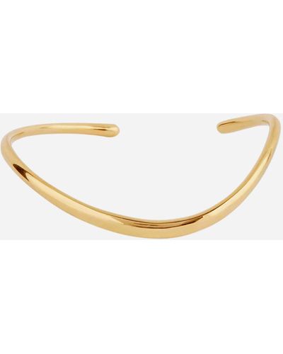 Dinny Hall Gold Plated Vermeil Silver Wave Cuff Bracelet One - White