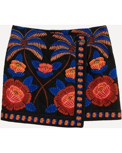 FARM Rio Women's Black Living Bloom Mini-skirt - Blue