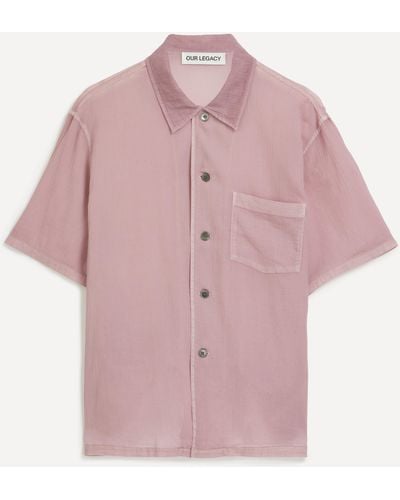 Our Legacy Mens Box Shirt In Dusty Lilac Coated Voile 36/46 - Pink