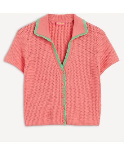 Kitri Finley Knitted Polo-neck Top Xs - Pink