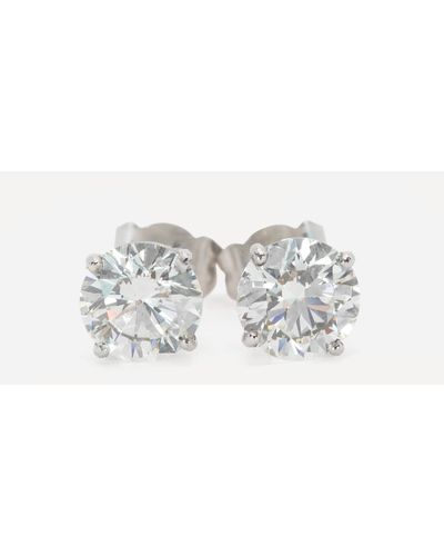 Kojis Platinum 3ct Diamond Stud Earrings One - White