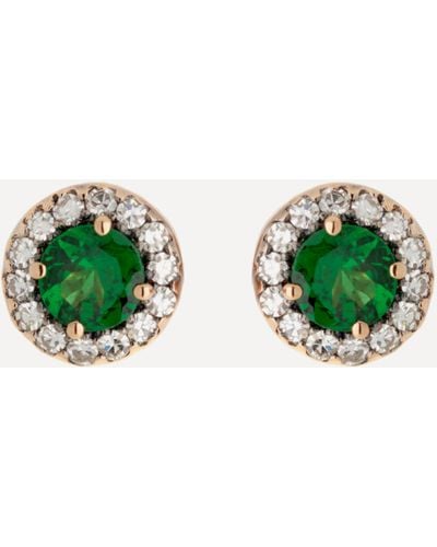 Selim Mouzannar 18ct Rose Gold Beirut Tsavorite And Diamond Stud Earrings - Green