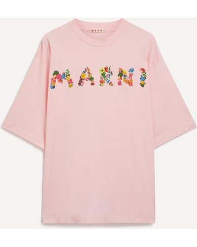 Marni Pink Bouquet Logo T-shirt 42/52