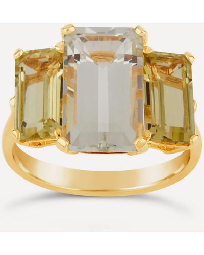 Dinny Hall Gold Plated Vermeil Silver Trinny Trilogy Green Amethyst And Oro Verde Ring - Metallic