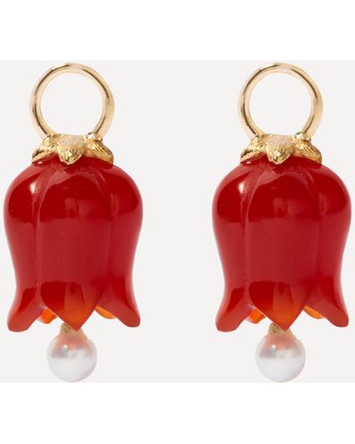 Annoushka 18ct Gold Red Agate And Pearl Tulip Earring Drops One Size - Metallic