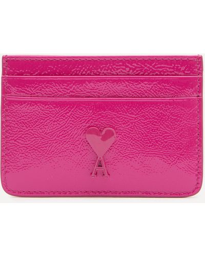 Ami Paris Women's Patent Leather Card Holder - Pink