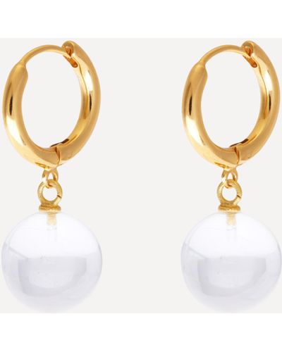 Shyla Gold-plated Rochelle Glass Ball Huggie Hoop Earrings One - White