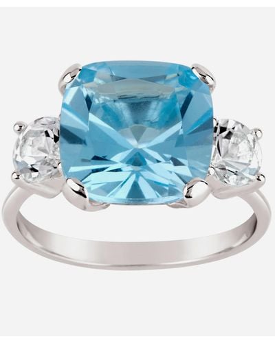 Dinny Hall Silver Teresa Blue And White Topaz Ring