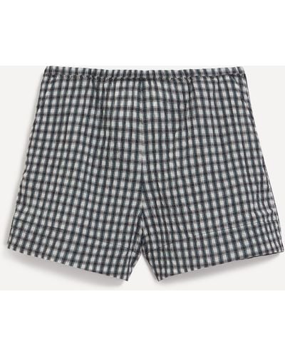 Ganni Women's Seersucker Check Elasticated Shorts 6 - Black