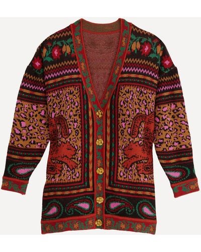 FARM Rio Women's Mixed Tapestry Prints Cardigan - Red