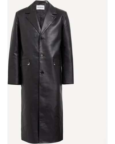 Han Kjobenhavn Mens Faux Leather Slim Coat - Black