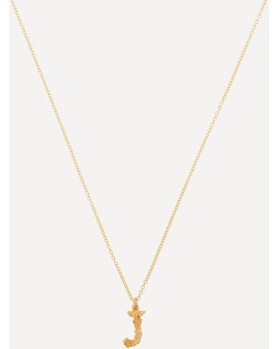 Alex Monroe 18ct Gold Teeny Tiny Floral Letter J Alphabet Pendant Necklace One Size - White