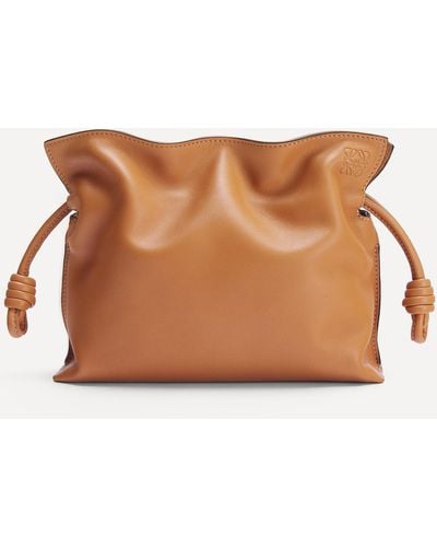 Loewe Women's Mini Flamenco Leather Clutch Bag - Brown