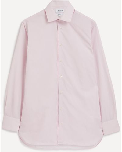 Liberty Mens New British Tailored Fit Formal Cotton Poplin Shirt In Solstice 16 - Pink