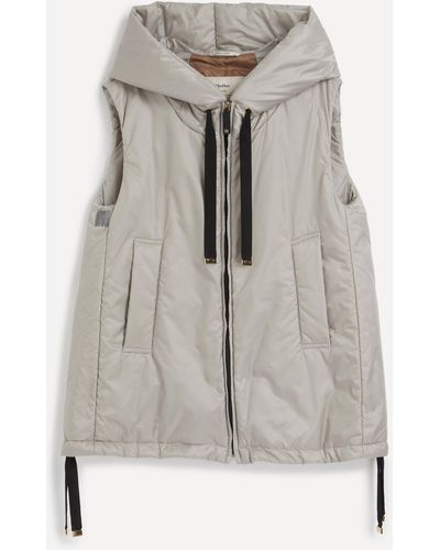 Max Mara Women's Cube Greengo Hooded Quilted Shell Vest 14 - Grey