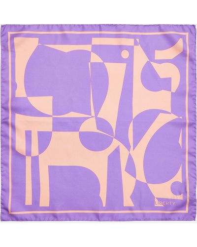 Liberty Letters Abstract 45x45 Silk Twill Scarf - Purple