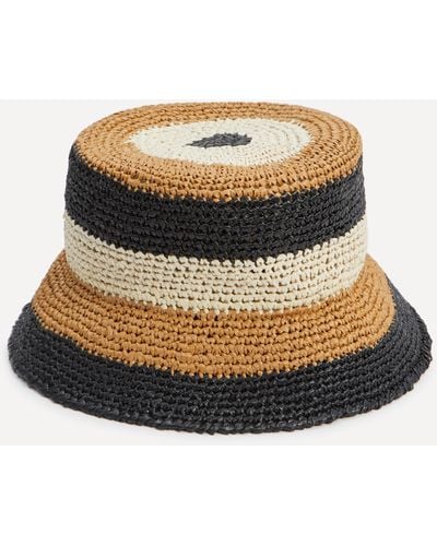 La DoubleJ Women's Striped Raffia Bucket Hat One Size - Natural