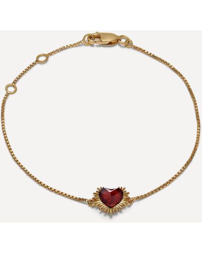 Rachel Jackson 22ct Gold-plated Electric Love Mini Garnet Heart Bracelet One Size - Natural
