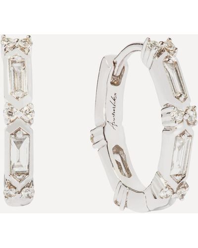 Annoushka 18ct White Gold Baguette Diamond Hoop Earrings - Natural