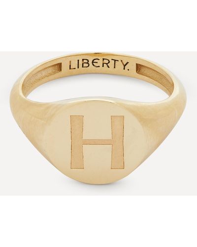 Liberty 9ct Gold Initial Signet Ring - H - White