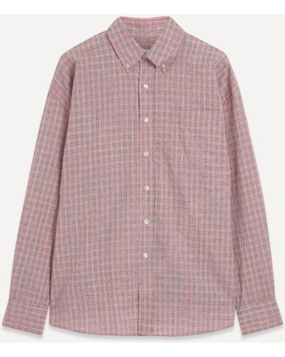 Our Legacy Mens Borrowed Bd Shirt In Pink Kimble Check 42/52
