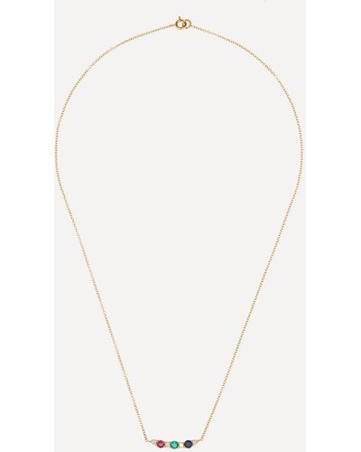 Kojis 18ct Gold Vintage Multi-gem Bar Pendant Necklace - White