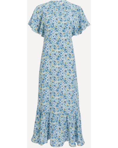 Liberty Women's Dreams Of Summer Silk Crepe De Chine Aperitif Midi-dress - Blue