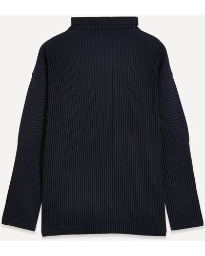 Homme Plissé Issey Miyake Mens Basics Pleated Pullover Top - Blue