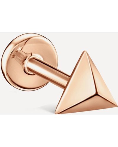 Maria Tash 14ct Rose Gold 5mm Faceted Triangle Threaded Stud Earring - White
