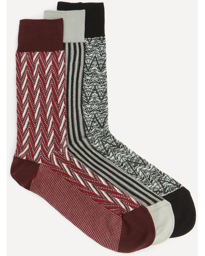 Missoni Mens Three-pack Socks - Red