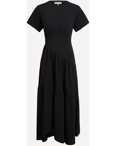 FRAME Women's Gathered Seam Short Sleeve Dress - Black