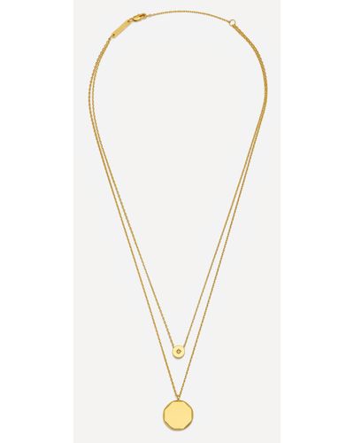 Estella Bartlett Gold-plated Double Chain Cubic Zirconia Slider And Disc Pendant Necklace One - White