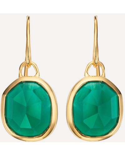 Monica Vinader Gold Plated Vermeil Silver Siren Green Onyx Drop Earrings One Size