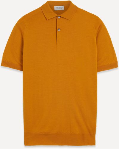 John Smedley Mens Payton Short-sleeve Merino-wool Polo Shirt - Orange