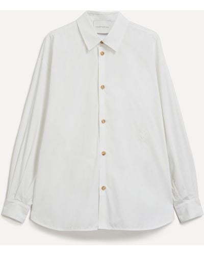 King & Tuckfield Mens Pleat-sleeve Oversized Shirt - White