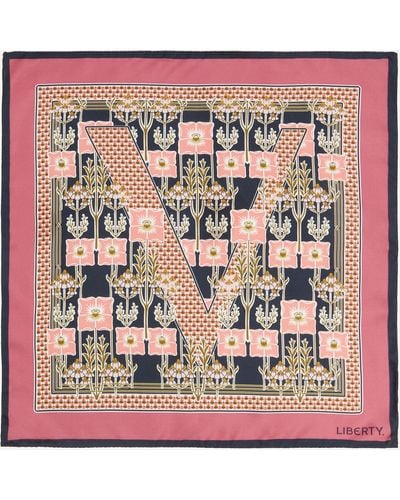 Liberty Women's Alphabet Poppy Hedgerow V 45x45 Silk Scarf One Size - Pink
