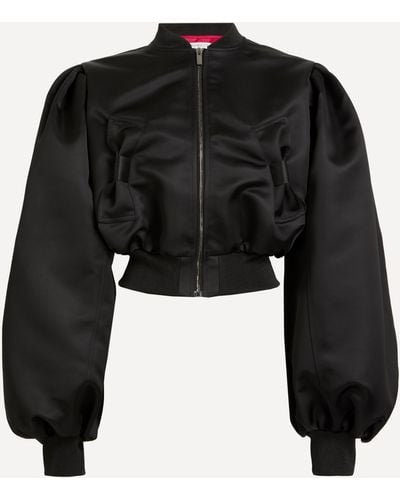 Nina Ricci Women's Bow Detail Satin Bomber Jacket 12 - Black