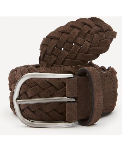 Anderson's Mens Woven Suede Belt - Brown